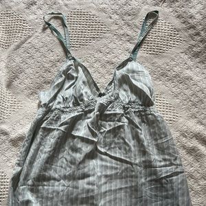 Vintage Victoria’s Secret Striped Blue Grey Slip Dress Size Small 100% Silk